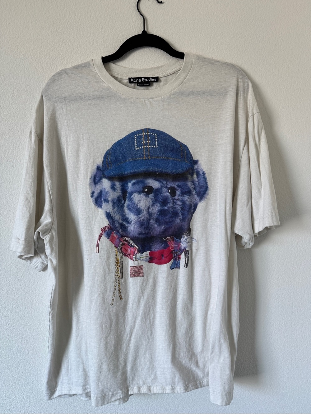 Acne Studios Cream Crewneck Logo Tee